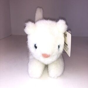 Vintage Commonwealth White Kitty Kitten 1989 Plush Tiger Cat Stuffed Animal Tags